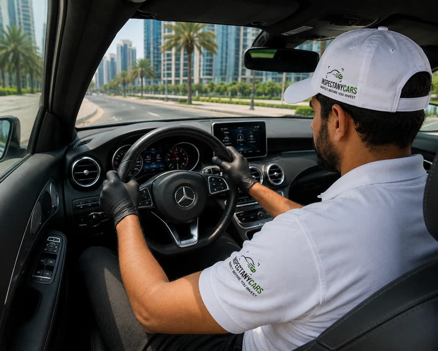 Inspect Any Cars inspector road-testing a car in Dubai